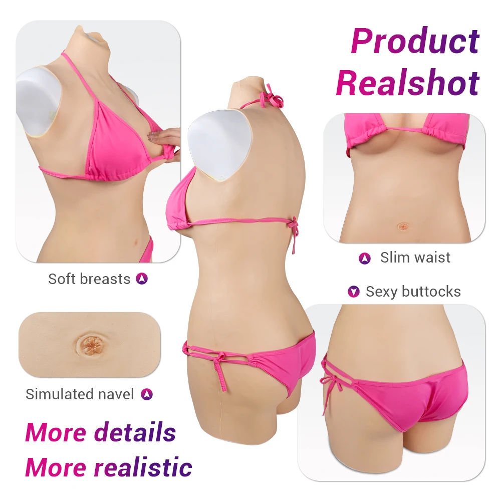 URCHOICE Silicone Male to Female Bodysuit Fake Breast Form with Vagina for Crossdresser Transgender Drag Queen Cosplay
