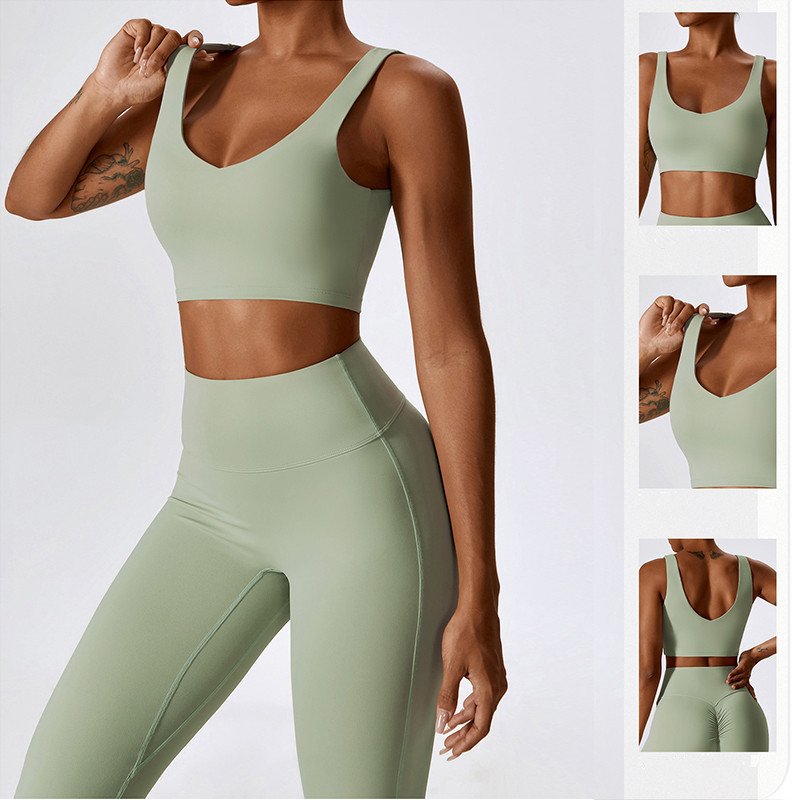 Women V Back Bra High Impact U-neck Tank Top Supportive Yoga Bra Sports Push Up m Fitness Active Wear Gym Clothes For Women