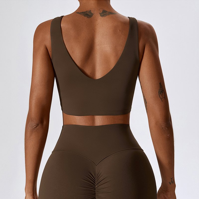 Women V Back Bra High Impact U-neck Tank Top Supportive Yoga Bra Sports Push Up m Fitness Active Wear Gym Clothes For Women