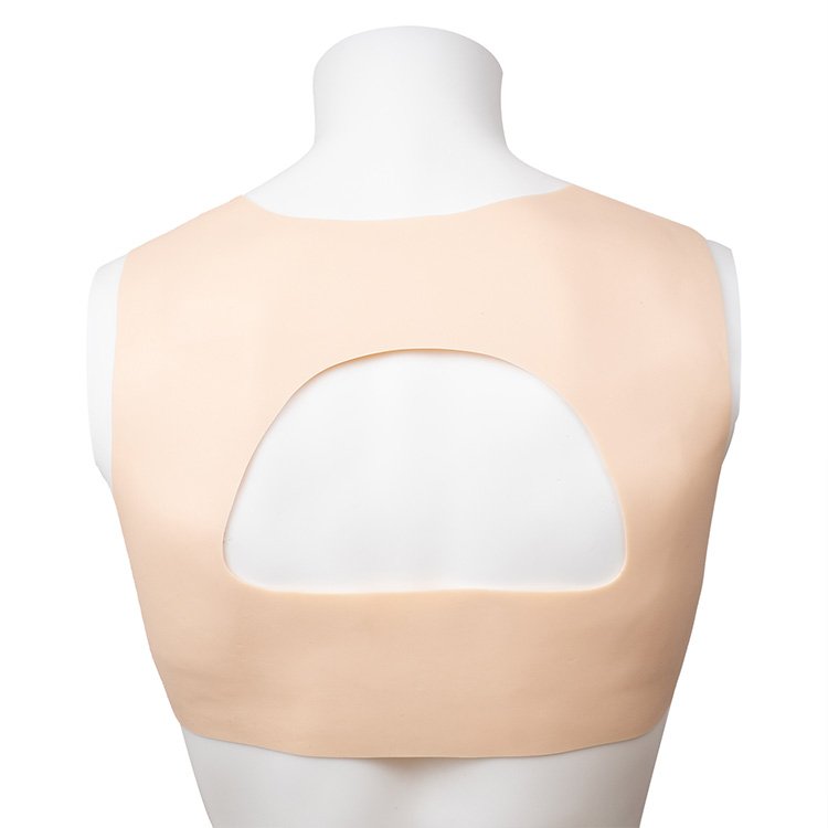 Round Neck Hollow Style Artificial Fake Boobs Forms Crossdresser Cosplay Silicone Bodysuit Silicone Breast For Men