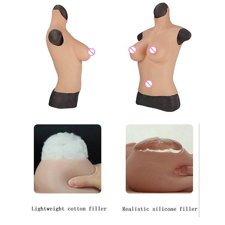 URCHOICE Men to women Silicone Breast form breast plate Fake Boobs Cosplay Shemale Transgender half body fake breasts bodysuit
