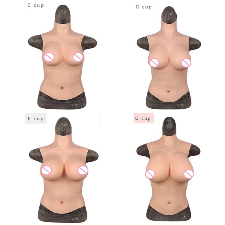 URCHOICE Men to women Silicone Breast form breast plate Fake Boobs Cosplay Shemale Transgender half body fake breasts bodysuit