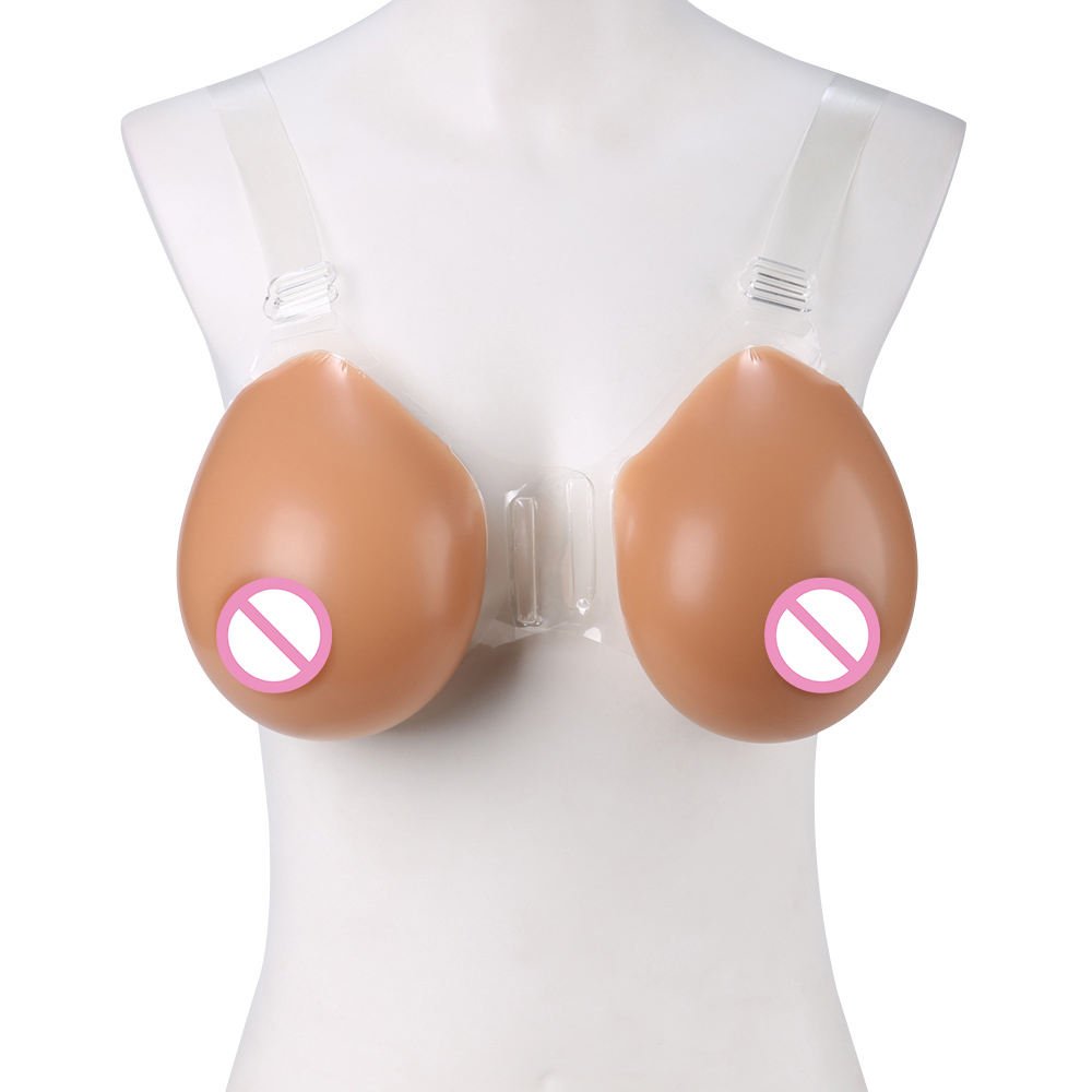 Fake Tits Realistic Silicone Boob With Transparent Strap For Male To Female Dragqueen Transgender Cosaplay