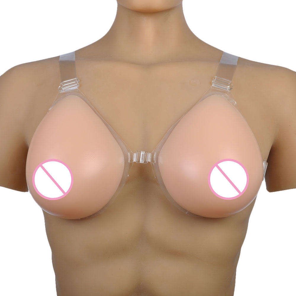 Fake Tits Realistic Silicone Boob With Transparent Strap For Male To Female Dragqueen Transgender Cosaplay