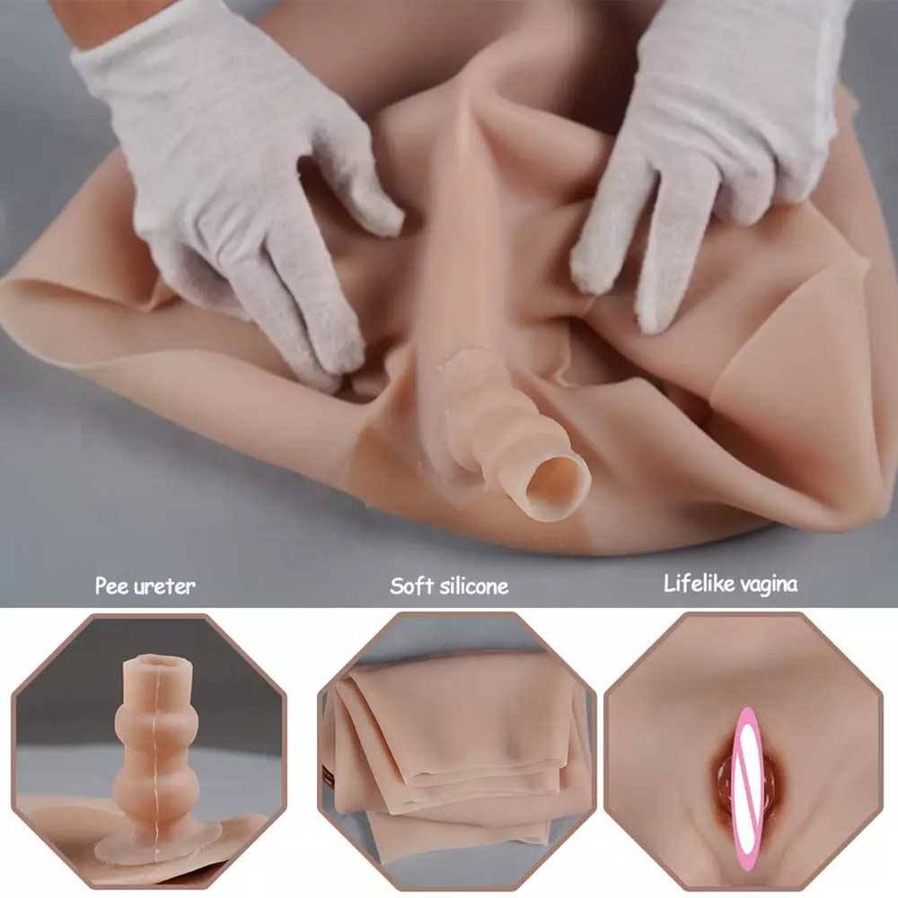 Silicone Body Suit With Silicone High Neck Breasts G-H Cup Realistic Vagina Pants For Transgender