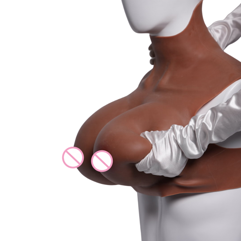 Chocolate Skin silicone sexy nipple breast forms with bra crossgender fake breast forms silicone bra for drag queen crossdresser