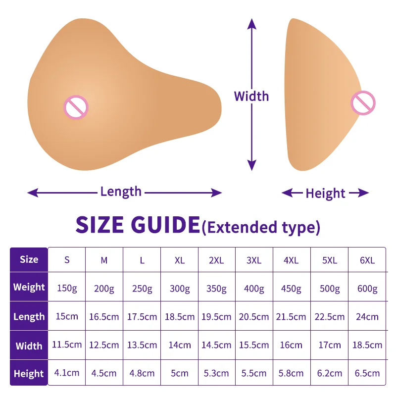 Woman Mastectomy Extended Type Fake Boobs Silicone Breast Form Prosthesis For Female Breast Cancer Postoperative