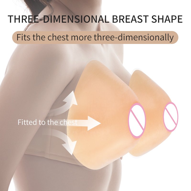 False Breast Forms Realistic Artificial Huge Bosoms for Crossdresser Boobs Triangular Shape Silicone 100% Silicone 1400g/pair