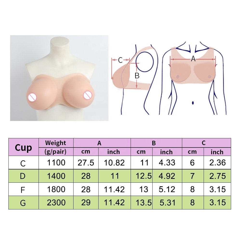 Strapless Silicone Breast Form Fake Boobs Crossdressing Apparel Male to Female for Transgenders Drag Queen