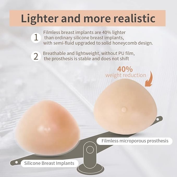 Good grade silicon foam breast forms pierced for mastectomy prosthesis women breast surgery