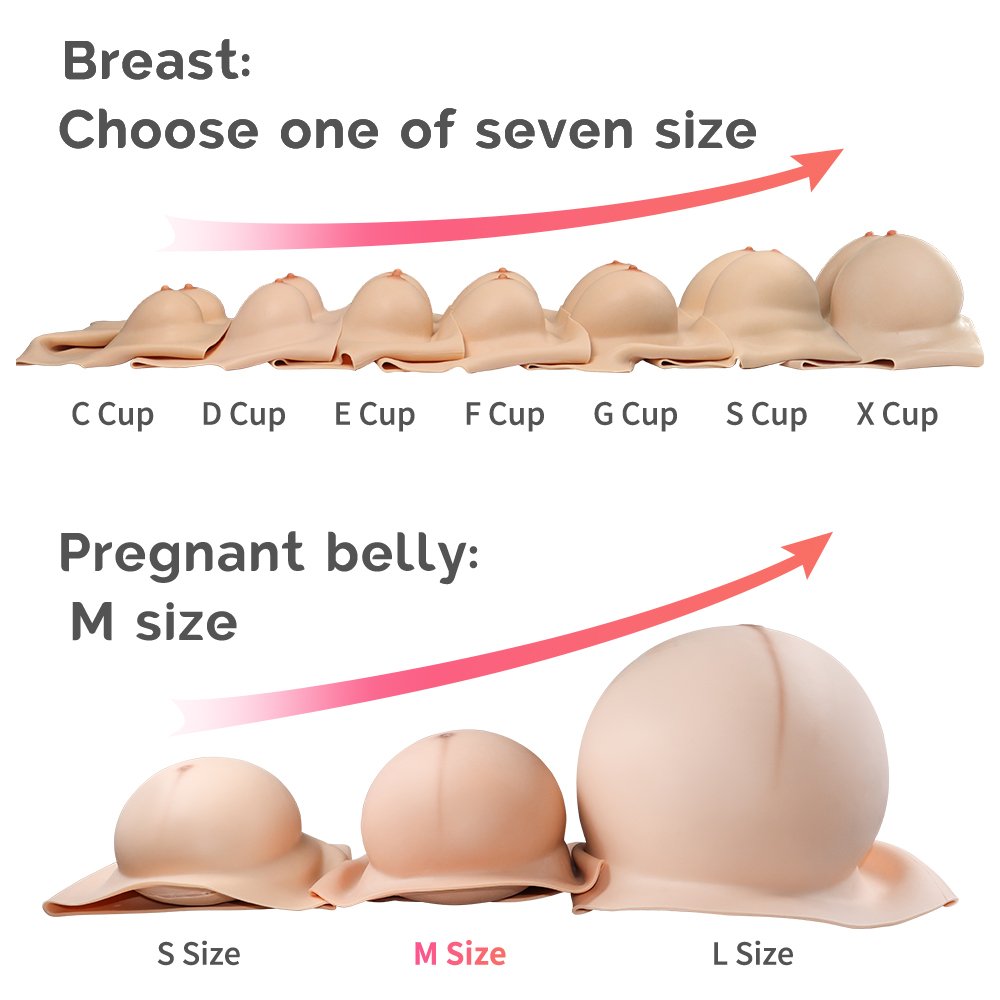 Inflatable DIY Silicone Breast Forms C E Cup Adult Crossdressing Costume with Fake Boobs Pregnant Belly Male to Female Cosplay