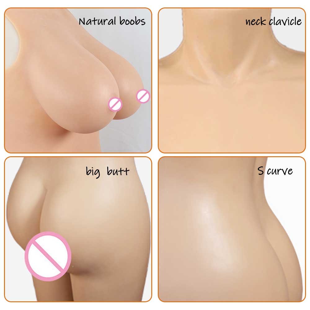 Crossdressing Silicone Bodysuit Fake Breast Forms False Vagina Boobs Realistic Men To Women For Cosplay Sissy Drag Queen Ladyboy