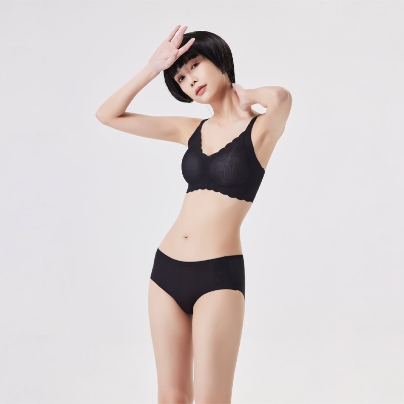 Women's Summer Seamless All-In-One Bra Lace Decoration Small Non-Wired Gathered Back Shows Big Breasts Beautiful Brassier Women