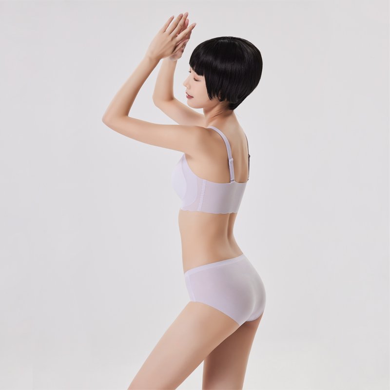 Women's Summer Seamless All-In-One Bra Lace Decoration Small Non-Wired Gathered Back Shows Big Breasts Beautiful Brassier Women