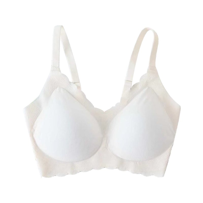 Women's Summer Seamless All-In-One Bra Lace Decoration Small Non-Wired Gathered Back Shows Big Breasts Beautiful Brassier Women