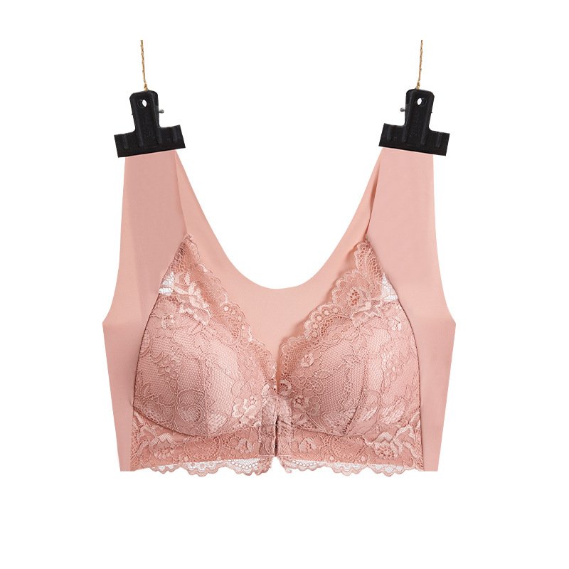 Wholesale Plus size Breathable Comfortable Wireless Push Up Colorful Bra Front Closure Big Breast Bra For Women