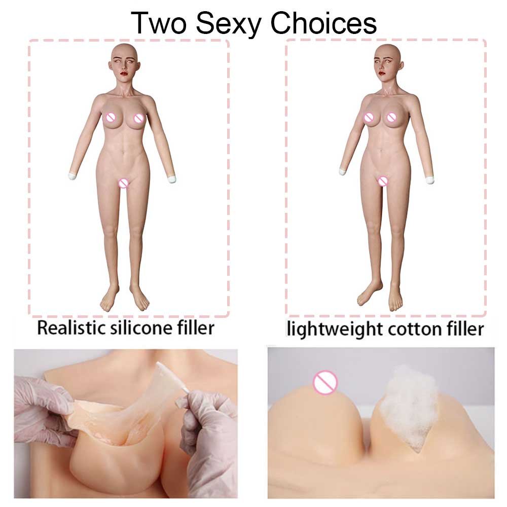 Silicone full Body Suit With Arms Feet Realistic Whole Bodysuit Breast Forms Vagina For Transgender Crossdressers Fake Boobs