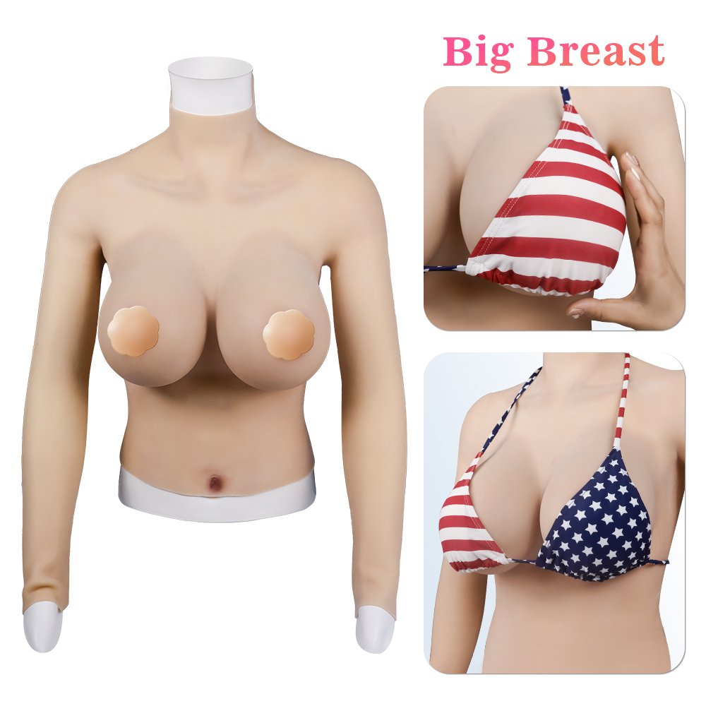 Crossdresser Silicone Fake Vagina Pants and Breast Forms Big Boobs with Arms Half Body Suit Male To Female Cosplay Drag Queen