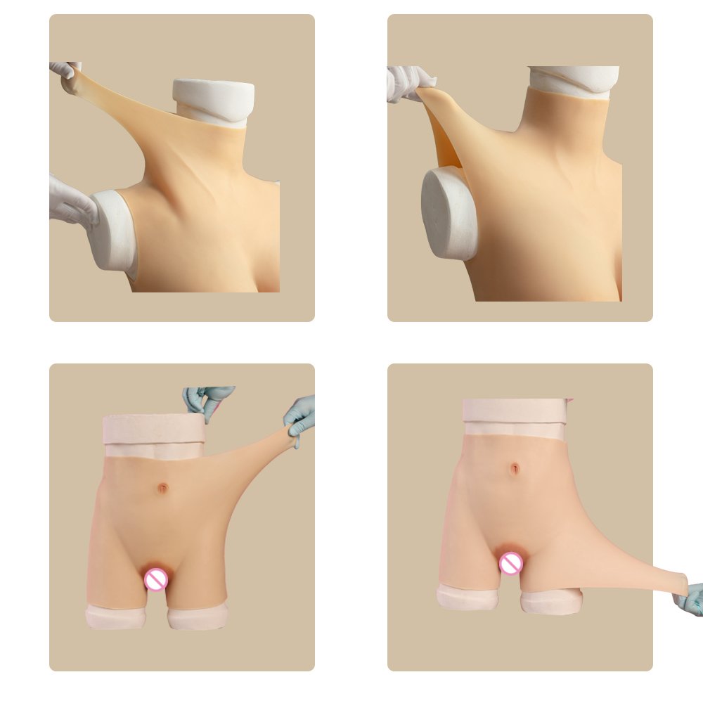 Silicone Fake Vagina Bodysuit Boobs B C D E G Cup Breast Forms Body Suit For Crossdresser Shemale Transgender Drag Queen Sissy