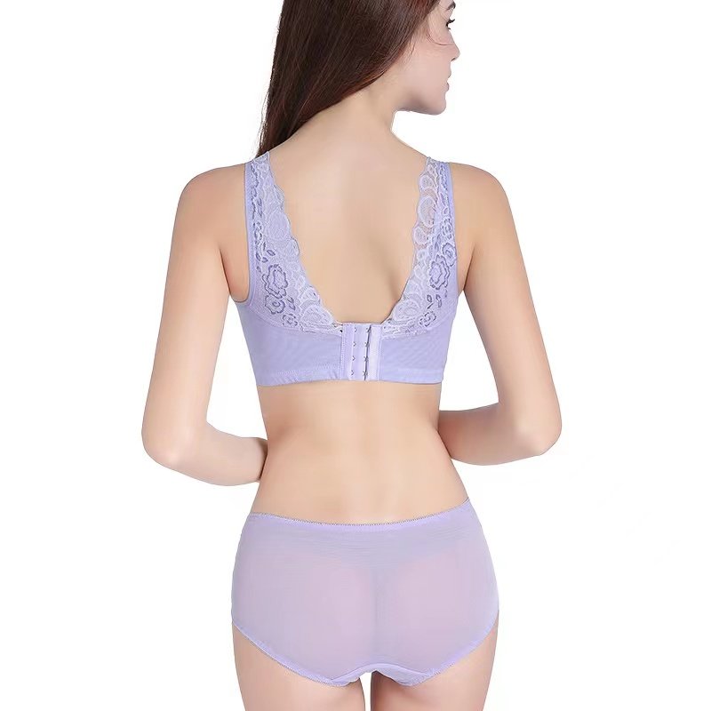 Bra Thin large size no underwire underwear women's thickened small chest gathered adjustment type beautiful back lace vest type