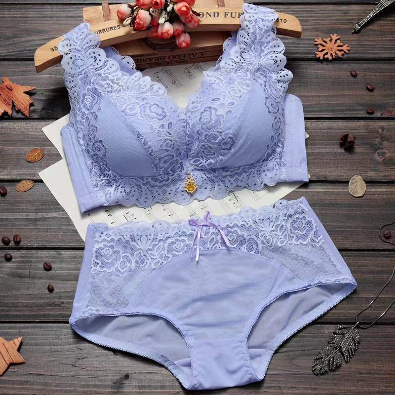Bra Thin large size no underwire underwear women's thickened small chest gathered adjustment type beautiful back lace vest type