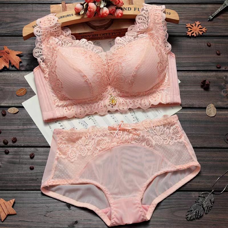Bra Thin large size no underwire underwear women's thickened small chest gathered adjustment type beautiful back lace vest type
