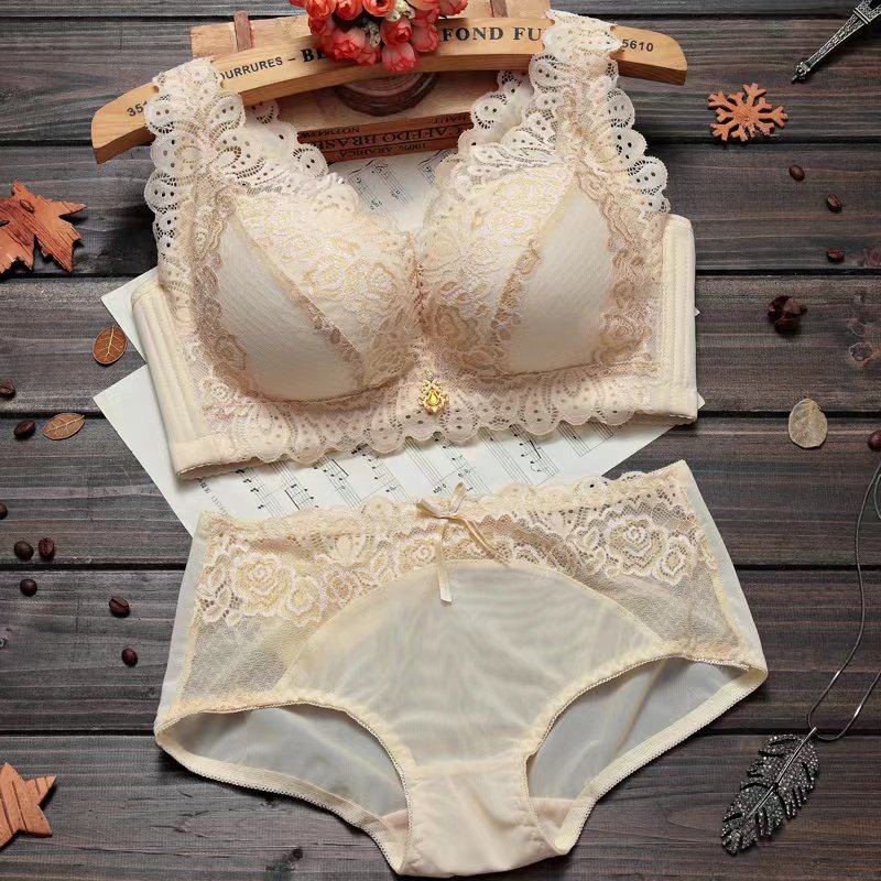 Bra Thin large size no underwire underwear women's thickened small chest gathered adjustment type beautiful back lace vest type