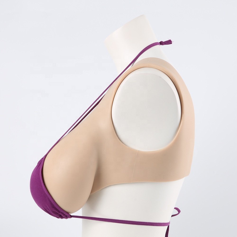 Round Collar Fake Silicone Bra Breast Form Reusable Adults Platinum Liquid Silicone 10 Pairs Real Feel Skin, White 2~5 Years