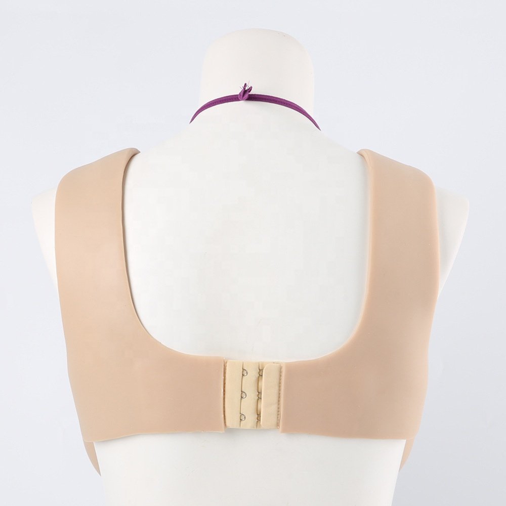 Round Collar Fake Silicone Bra Breast Form Reusable Adults Platinum Liquid Silicone 10 Pairs Real Feel Skin, White 2~5 Years