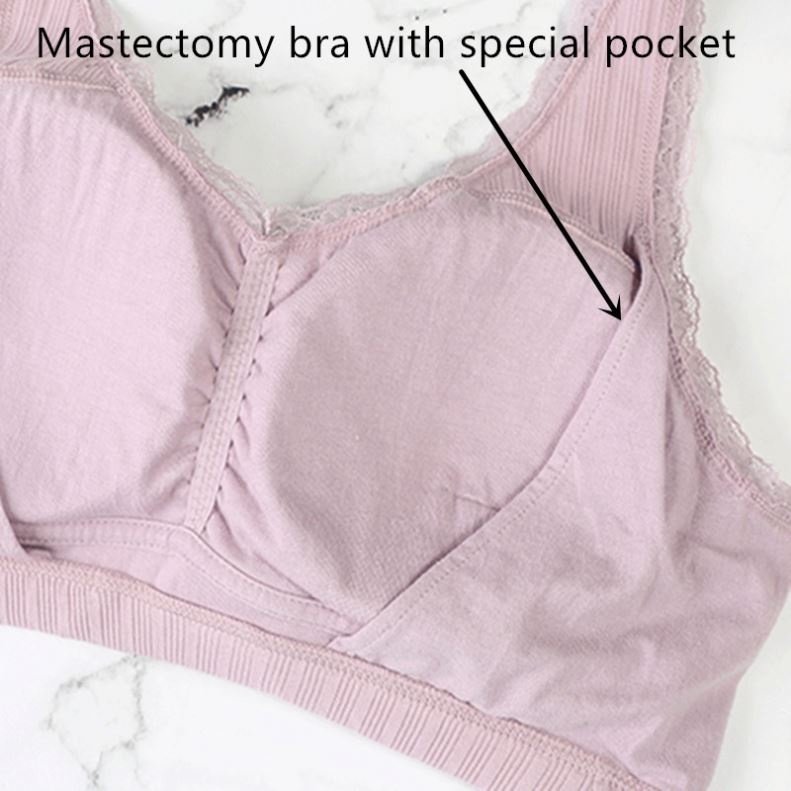 Silicone Breast Forms Mastectomy Bra with Pockets for Artificial Breast Prosthesis Woman Without Steel Ring