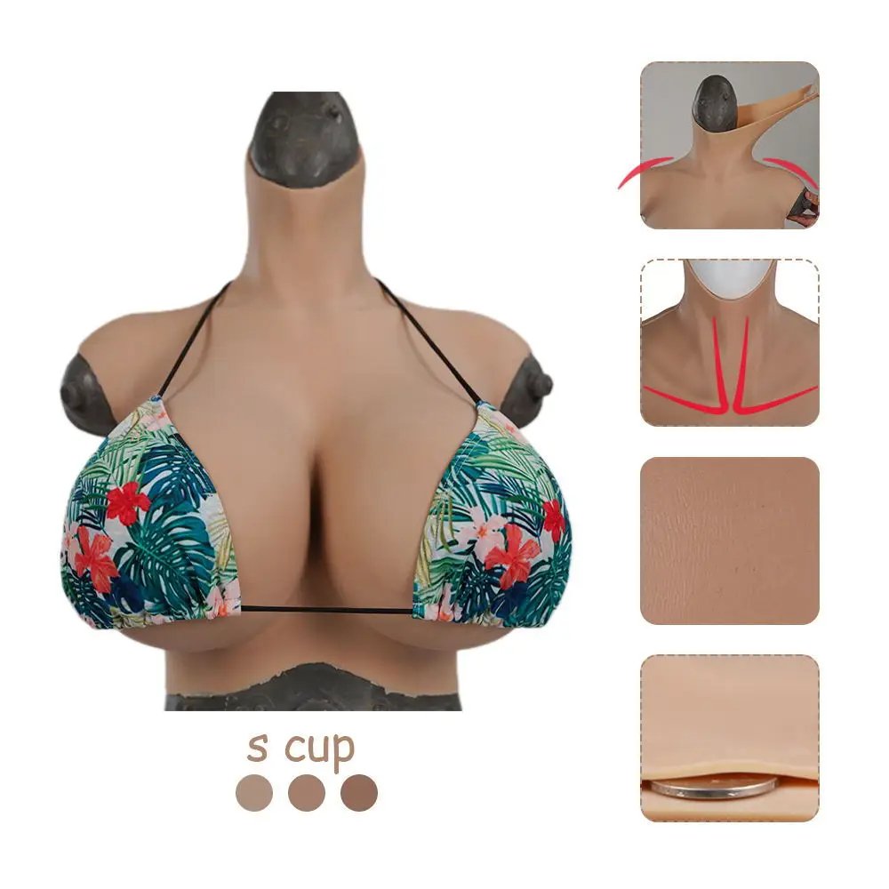 Z Cup Transgender Crossdesser Upgrade Men to Women High Collar breast form Realistic Silicone Fake Artificial breast Boobs