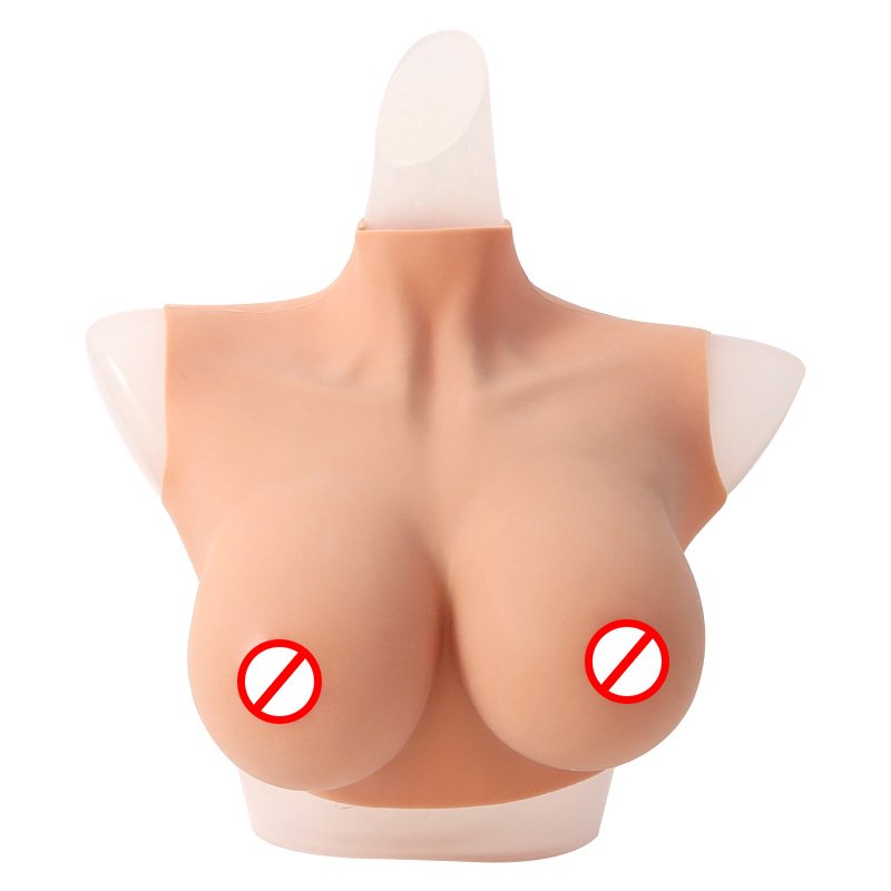 High neck Cosplay Silicone chest Realistic Fake boobs breastplate False Silicon Female Breast Forms Prosthesis custom