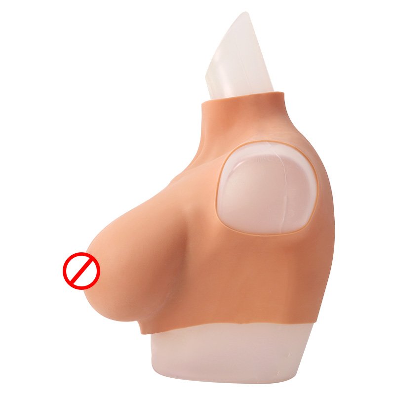 High neck Cosplay Silicone chest Realistic Fake boobs breastplate False Silicon Female Breast Forms Prosthesis custom