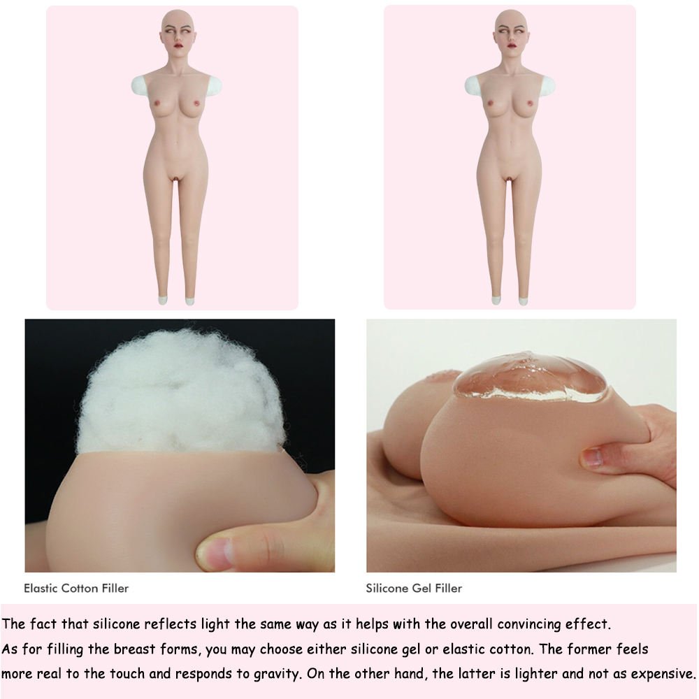 Silicone Body Suit False Breast Lifelike Fake Female Vagina With Head Mask Delicate Makeup For Cosplay Crossdresser Sissy
