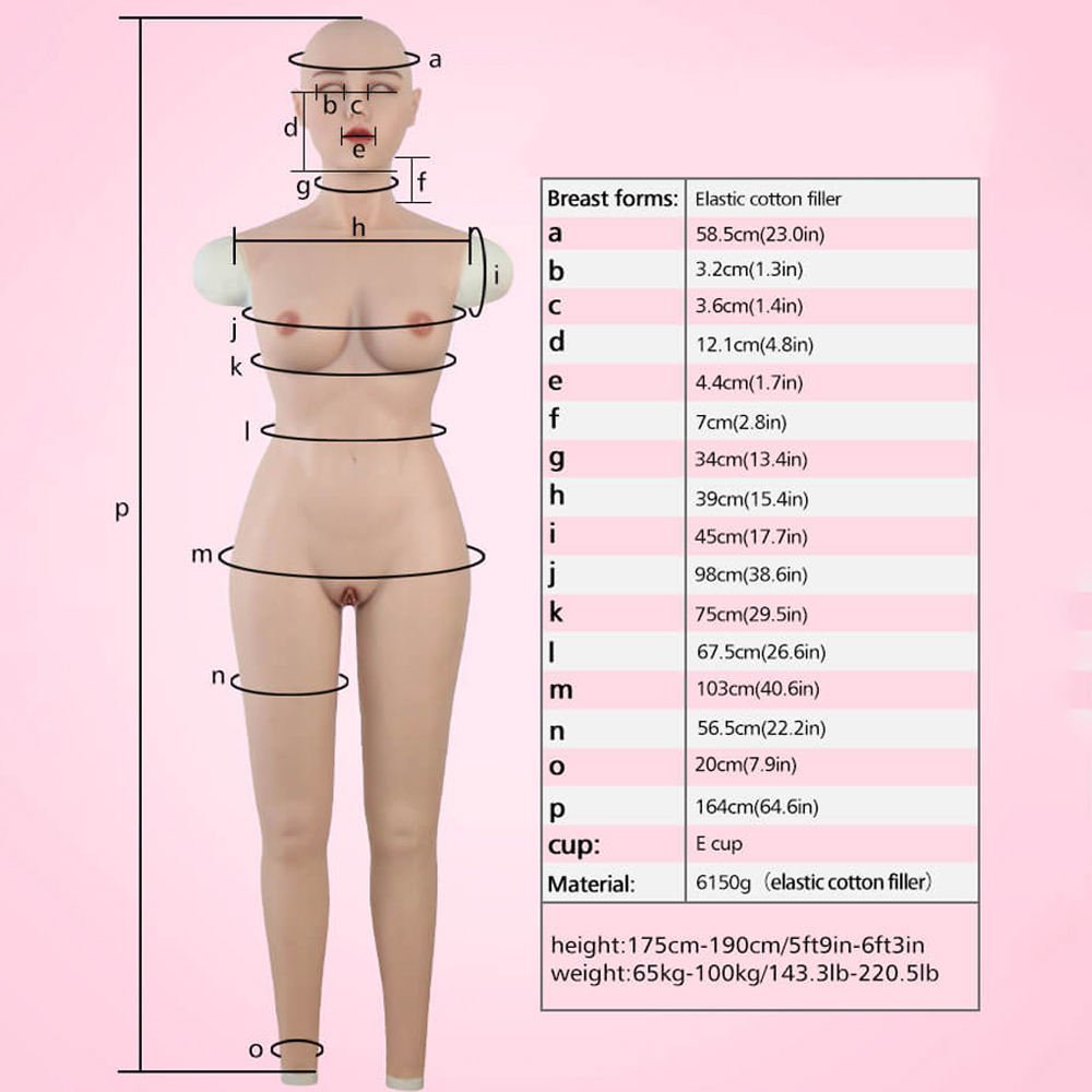 Silicone Body Suit False Breast Lifelike Fake Female Vagina With Head Mask Delicate Makeup For Cosplay Crossdresser Sissy