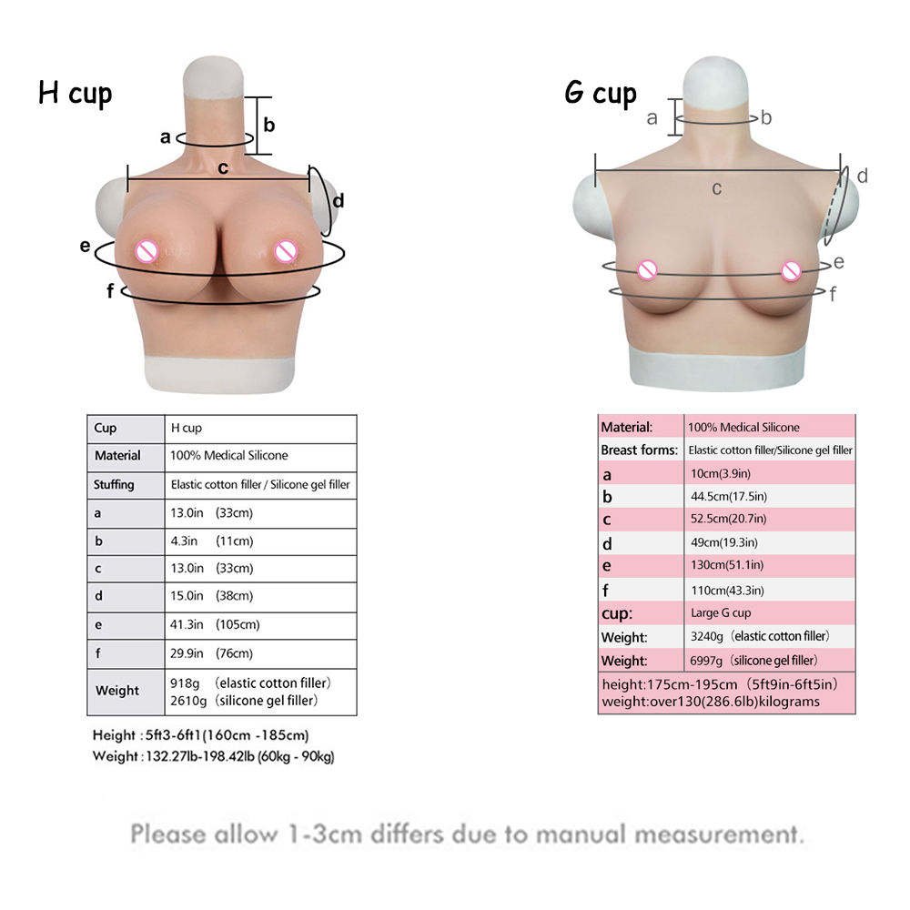 G Cup Realistic Cosplay Big Breasts Silicone Filled Transgender Huge Boobs For Men H Cup Tits