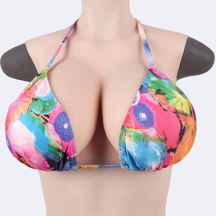 Attractive Half High Collar Huge Breasts Form Beautiful Drag Queen Fake Silicone Breast Forms To Sell Pieces
