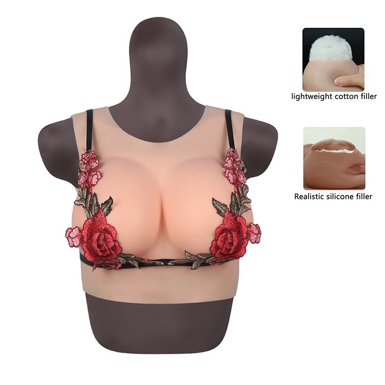 URCHOICE Men to women Realistic Low neck Super elastic silicone breast form Artificial fake boobs for shemale crossdresser