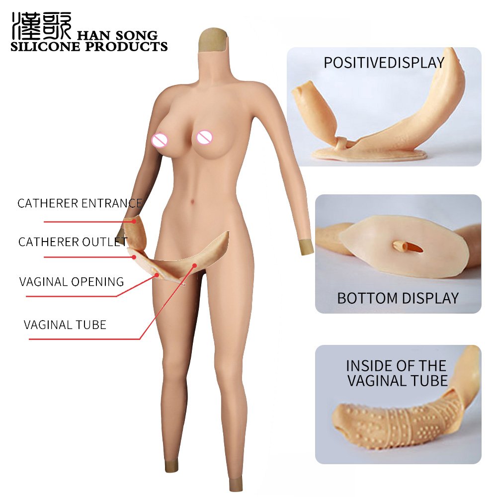 Silicone Full Bodysuit With Arm For Transgenders Drag Queen Breast Plate Forms With Fake Vagina Panties