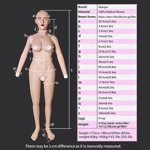 Realistic Silicone Breast Forms Bodysuit with Head Fake Boobs Vagina for Crossdressers-Male to Female Shemale Cosplay