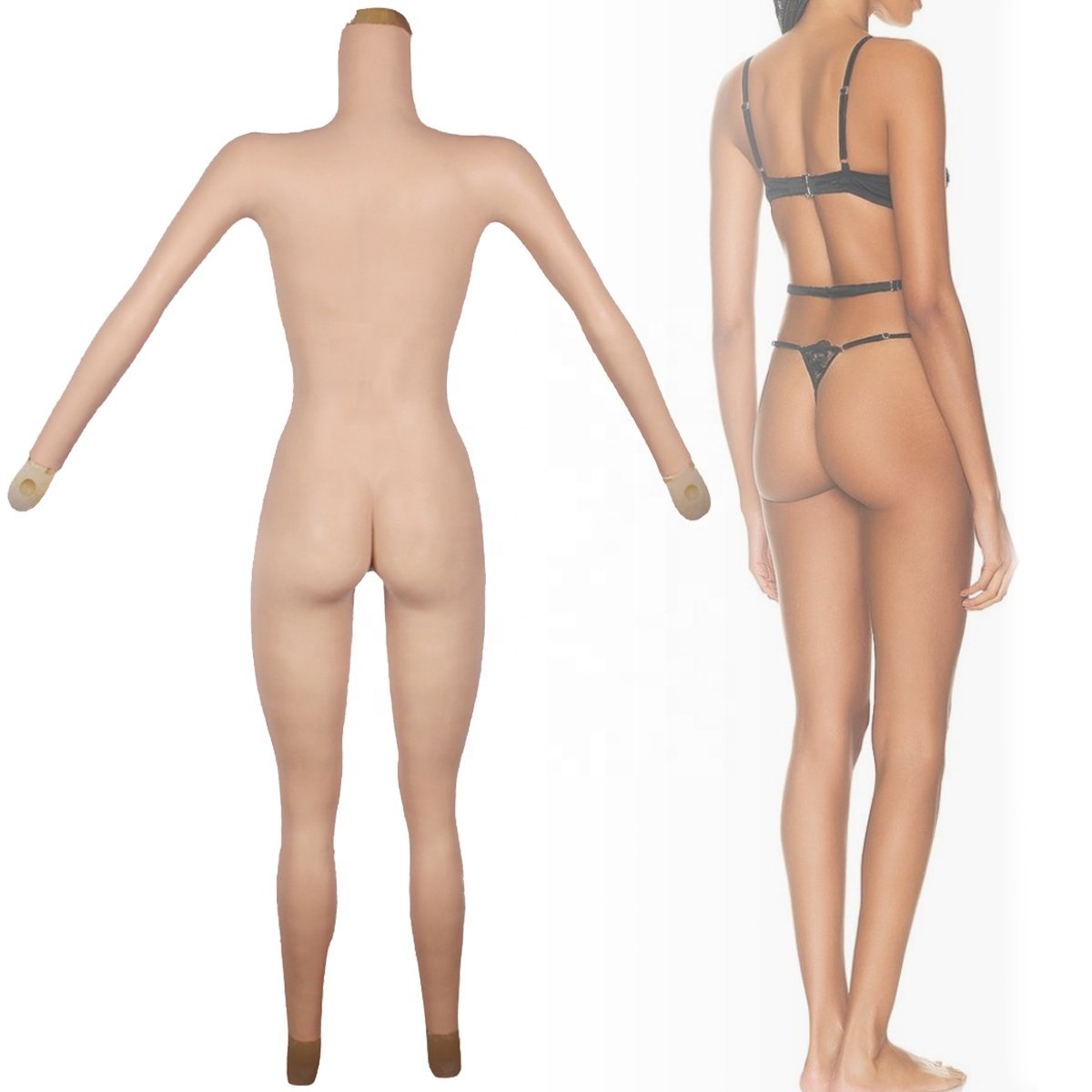 Cheap Sales Silicone big tits fake vagina suit Elastic Breast Form With Arm sissy silicone full body suit for transvestite