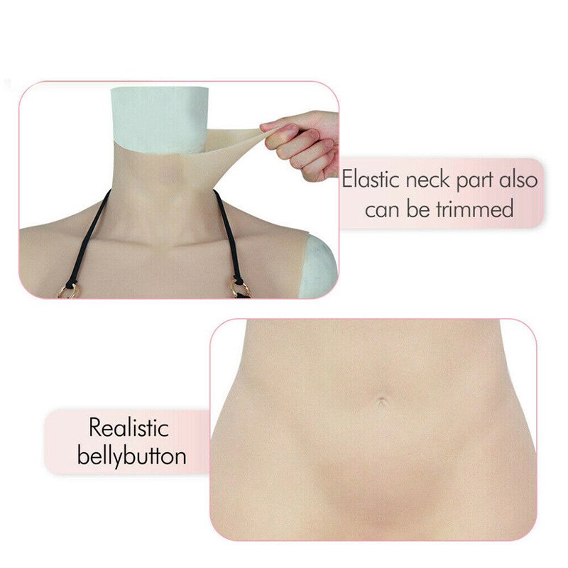 Artificial Wearable Sleeveless Body Suit Full Body Jumpsuit Silicone C Cup Breast Fake Boob Silicone Fake Vagina Suit For Sale
