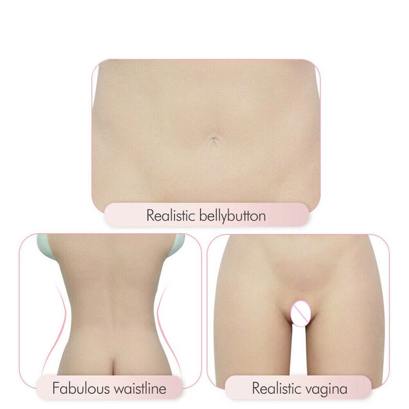 Artificial Wearable Sleeveless Body Suit Full Body Jumpsuit Silicone C Cup Breast Fake Boob Silicone Fake Vagina Suit For Sale