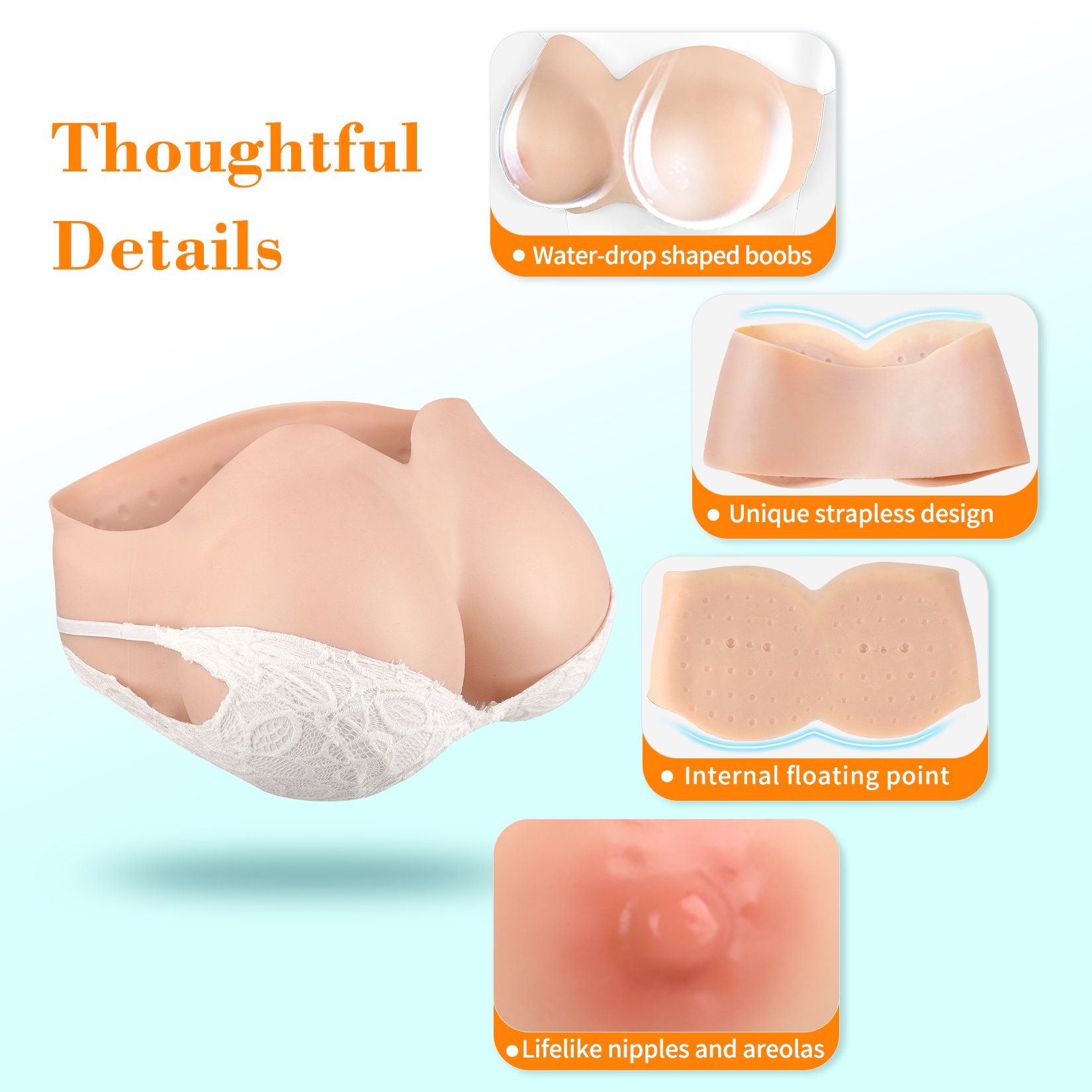 Female realistic artificial silicone Breast Form Pads Woman FakeBoobs Huge Cup Silicone Breastplate Crossdresser Cosplay