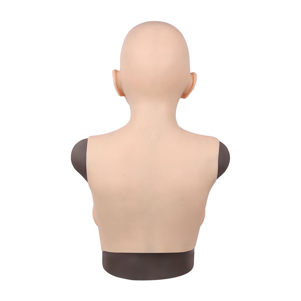 Crossdresser Silicone Fake Boobs Full Head Mask With Breast Forms Cosplay Costume For Men Drag Queen Transgender Ladyboy