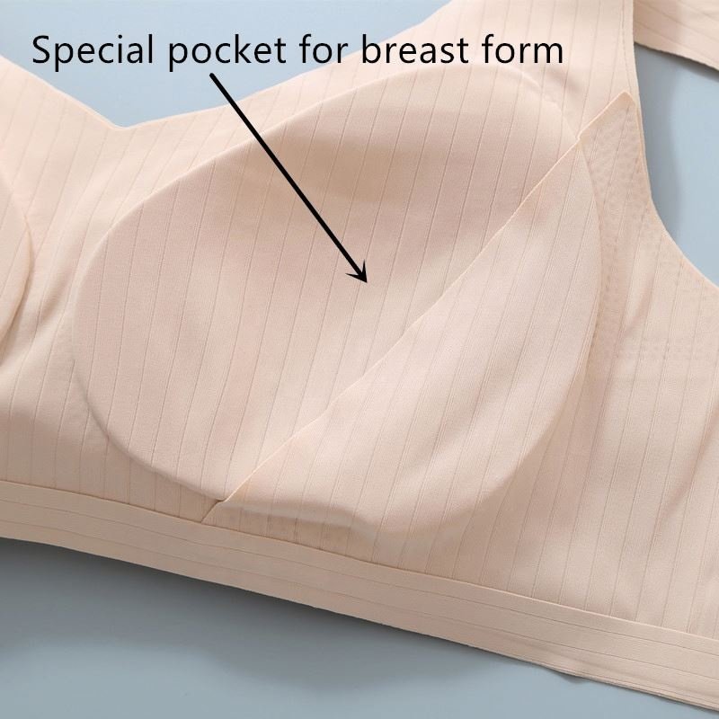 Pockets Bra with Big Open for Mastectomy Prosthesis Inserts Breast Forms Bra Pads Artificial Boobs