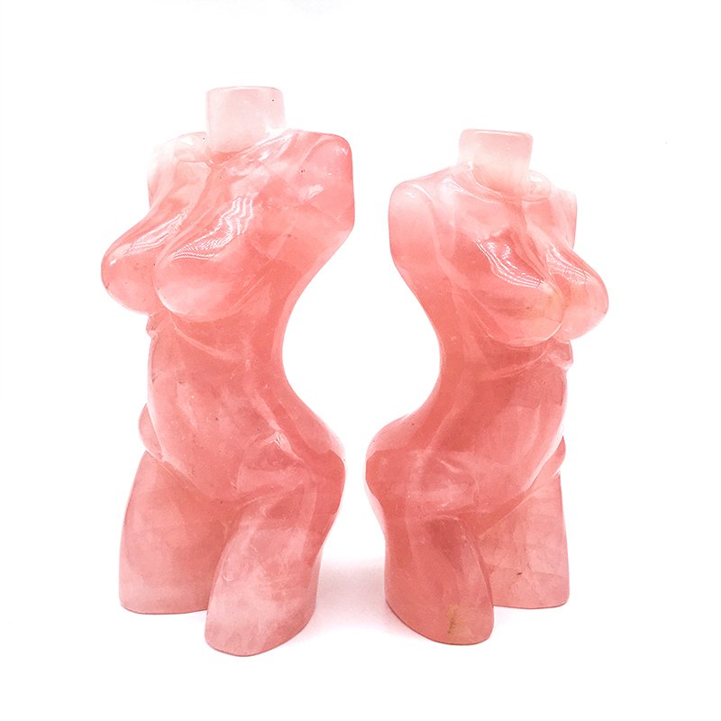 Wholesale High Quality Rose Quartz Women Body Carving Natural Crystal Women Naked Body Goddess For Decoration And Gift