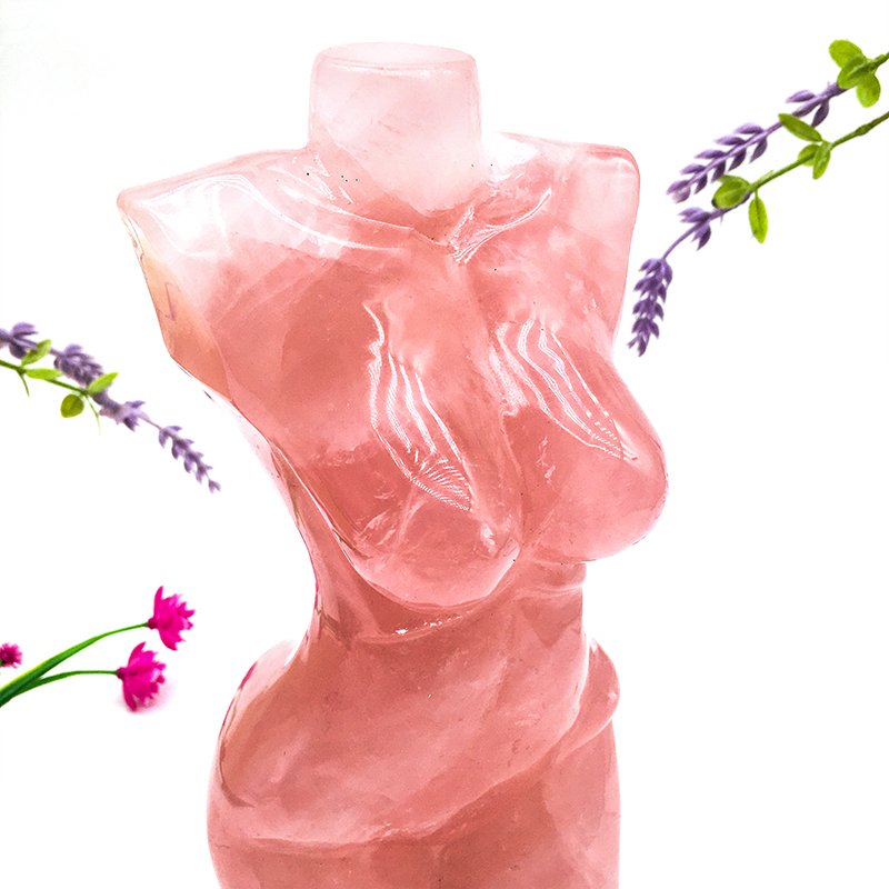 Wholesale High Quality Rose Quartz Women Body Carving Natural Crystal Women Naked Body Goddess For Decoration And Gift