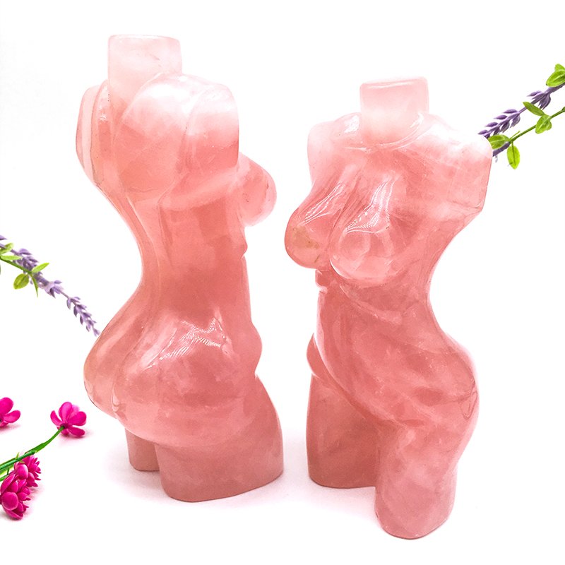 Wholesale High Quality Rose Quartz Women Body Carving Natural Crystal Women Naked Body Goddess For Decoration And Gift