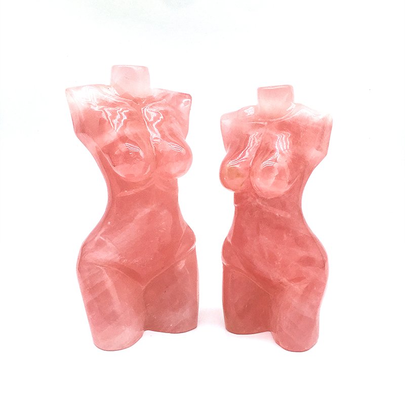 Wholesale High Quality Rose Quartz Women Body Carving Natural Crystal Women Naked Body Goddess For Decoration And Gift